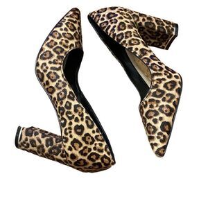 White House Black Market Elisa Signature Leopard Calf Hair Pointed Heels Sz 6